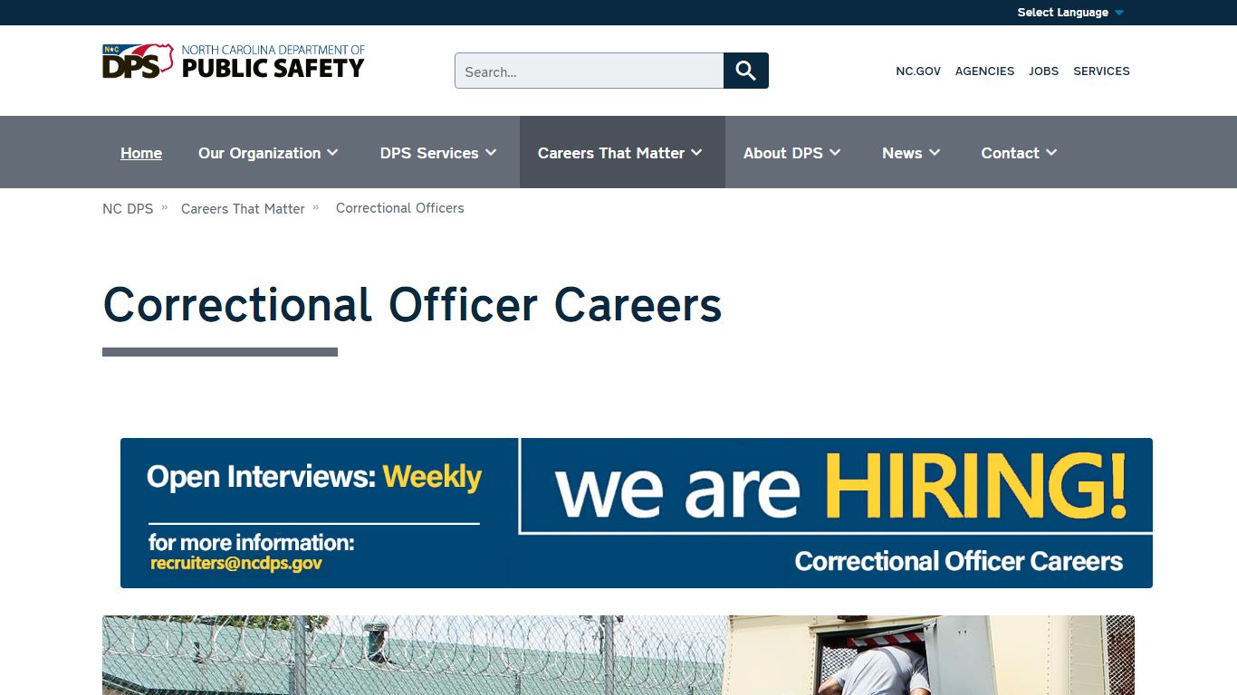 Correctional Officer Careers | NC DPS - North Carolina Department of ...